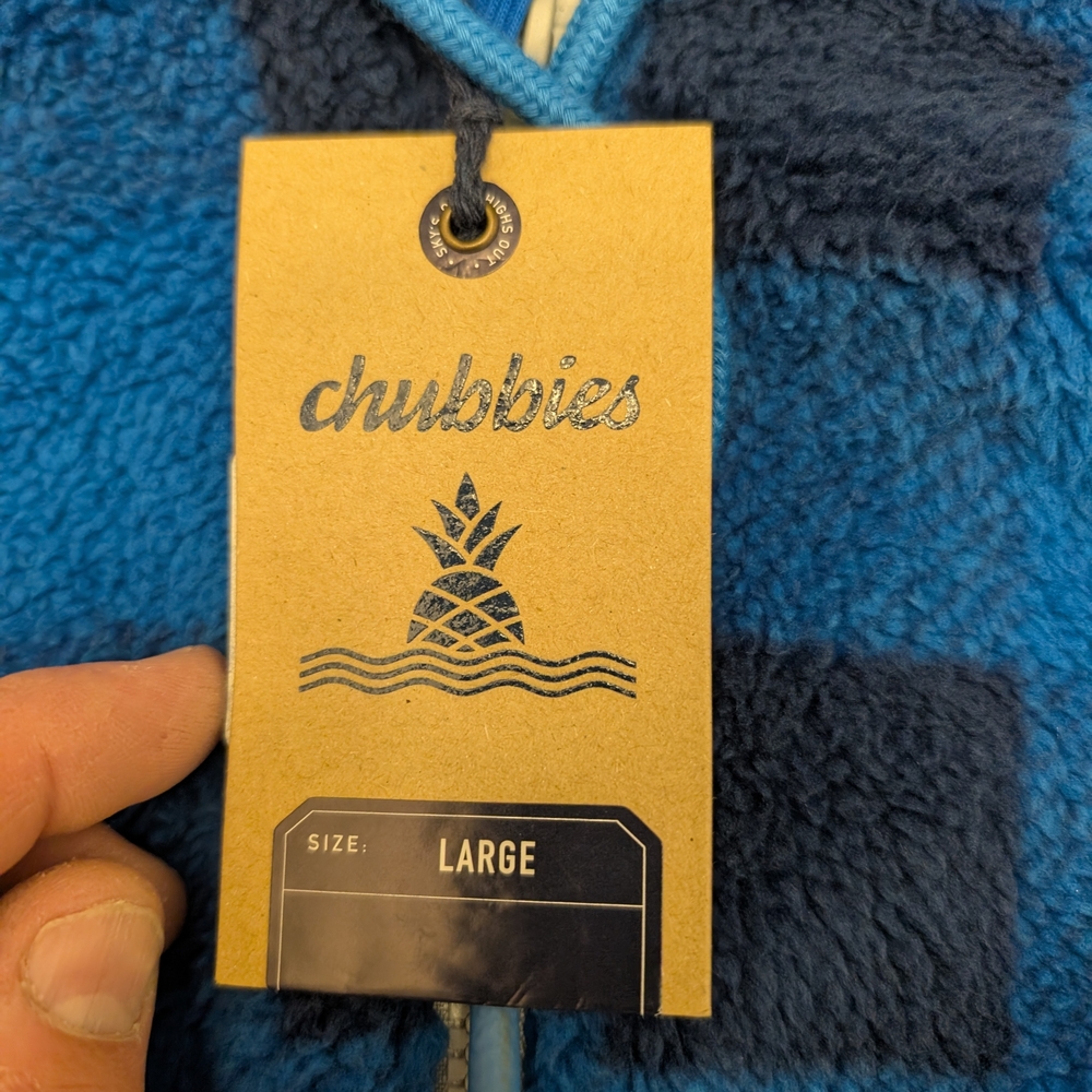 Chubbies Fleece The Mariner blue plaid Chubbsie Men’s Size L NWT one piece - Picture 3 of 7